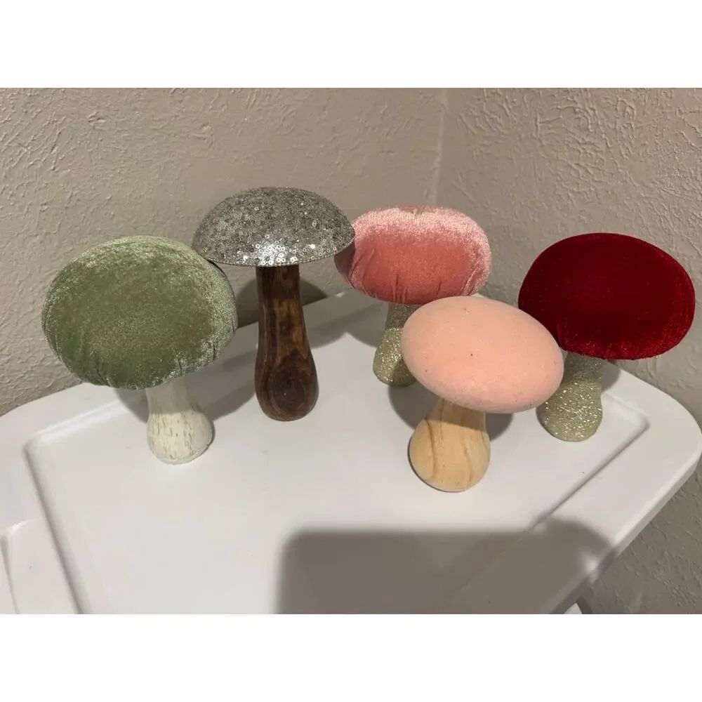 Set of 5 Velvet Sparkle Mushrooms